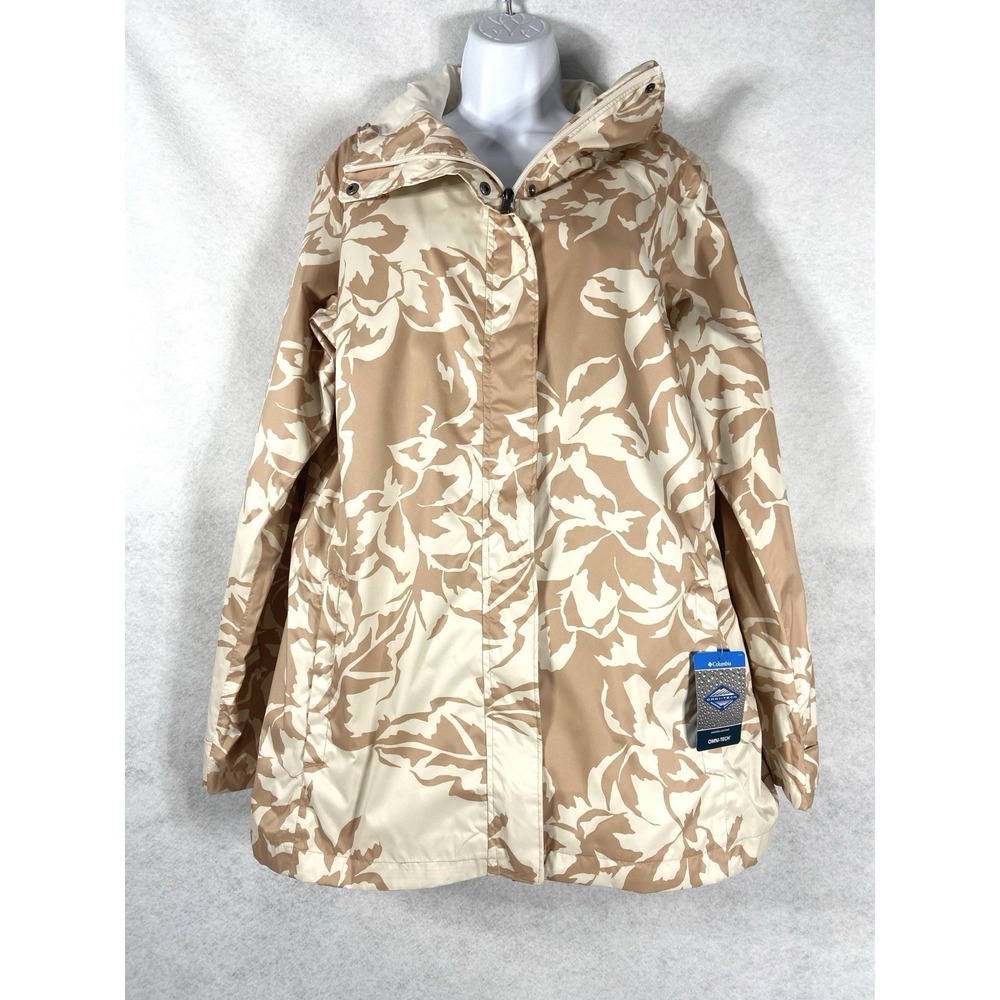 Columbia Splash A Little III Rain Jacket Women's XXL Cream Pink Floral Omni-Tech